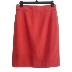 J. Crew Vibrant Coral Linen/Cotton blend Pencil Skirt Sz 0 EUC Coastal Preppy